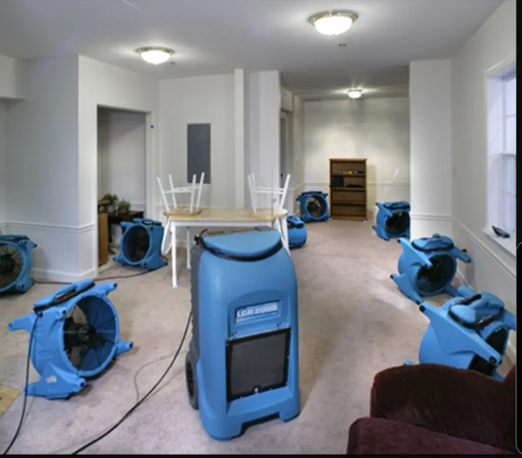 Air movers and dehumidifier setup for Water Extraction & Removal in Bridgeton